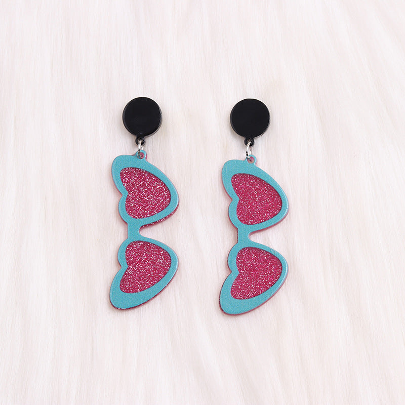 Wholesale Valentine's Day love sunglasses women's earrings autumn and winter earrings simple personality acrylic suit earrings